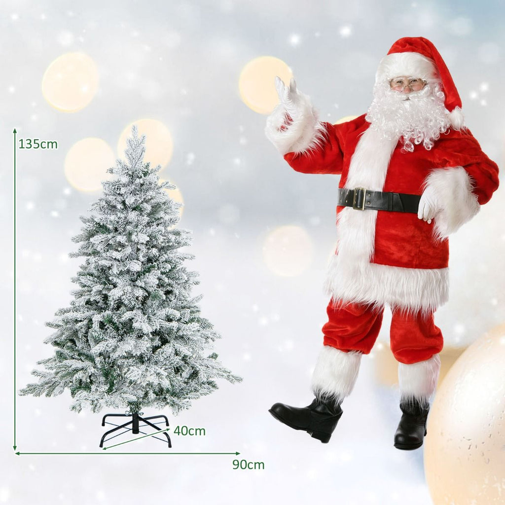 Árbol Navideño 135 cm Nevado y Luces LED