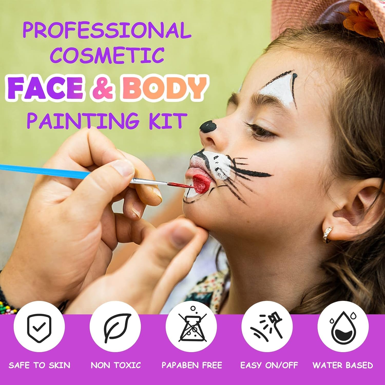 Set de Maquillaje Infantil 17 Colores con Plantillas – Carnaval, Halloween y Navidad