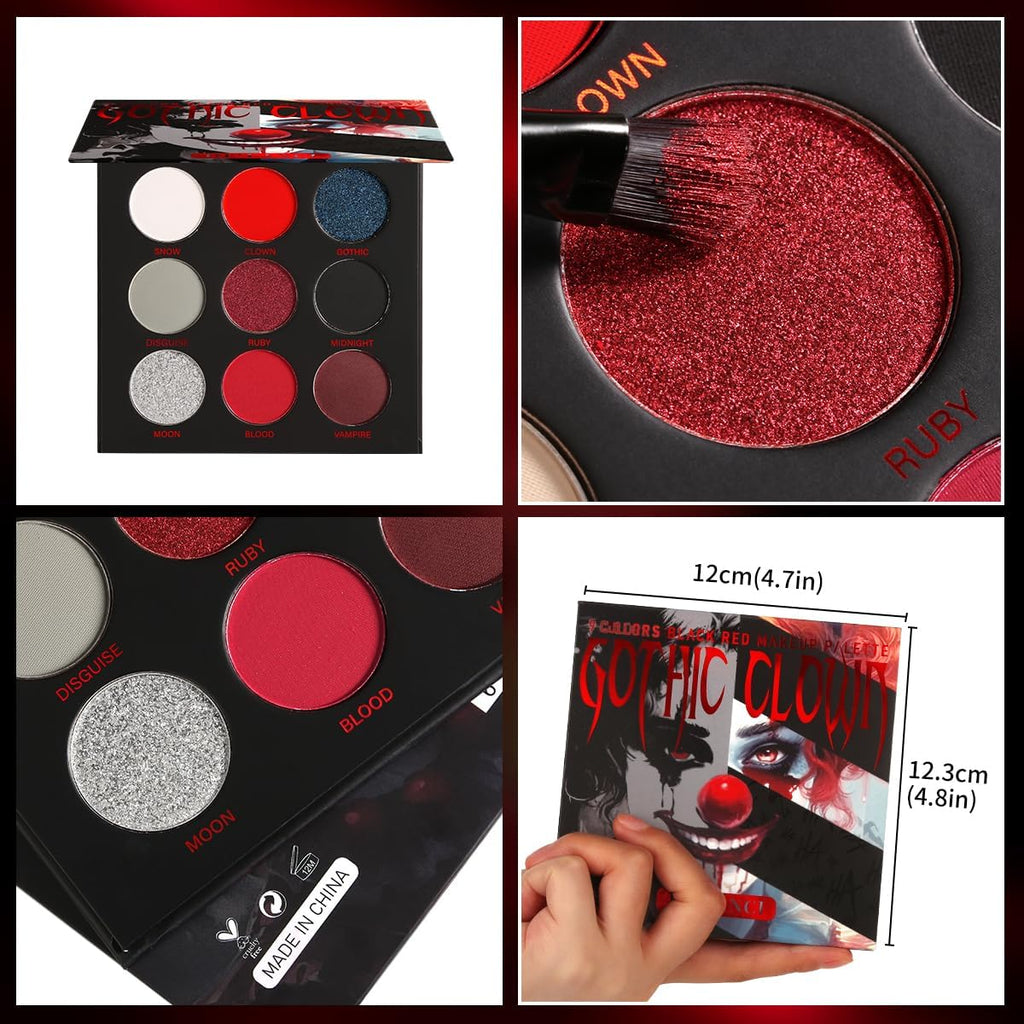Afflano Paleta de Sombras Negro Rojo | Maquillaje Gótico y Ojos Ahumados