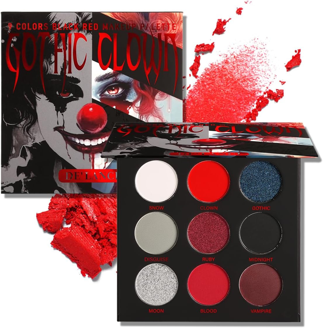 Afflano Paleta de Sombras Negro Rojo | Maquillaje Gótico y Ojos Ahumados