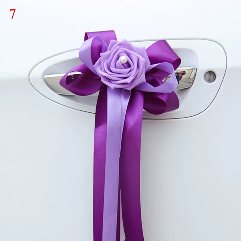 Decoración floral para coche de boda – Detalle elegante para manillas y retrovisores