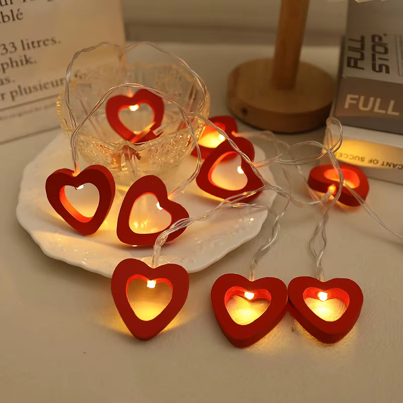 Guirnalda de Luces LED Corazón Love (10 LEDs) – Decoración Romántica para San Valentín, Bodas, Cumpleaños y Fiestas