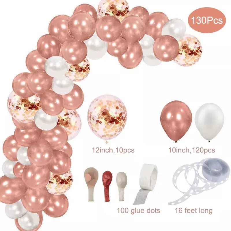 Kit de Decoración Rosa para Bodas | Globos, Oropel y Pancarta