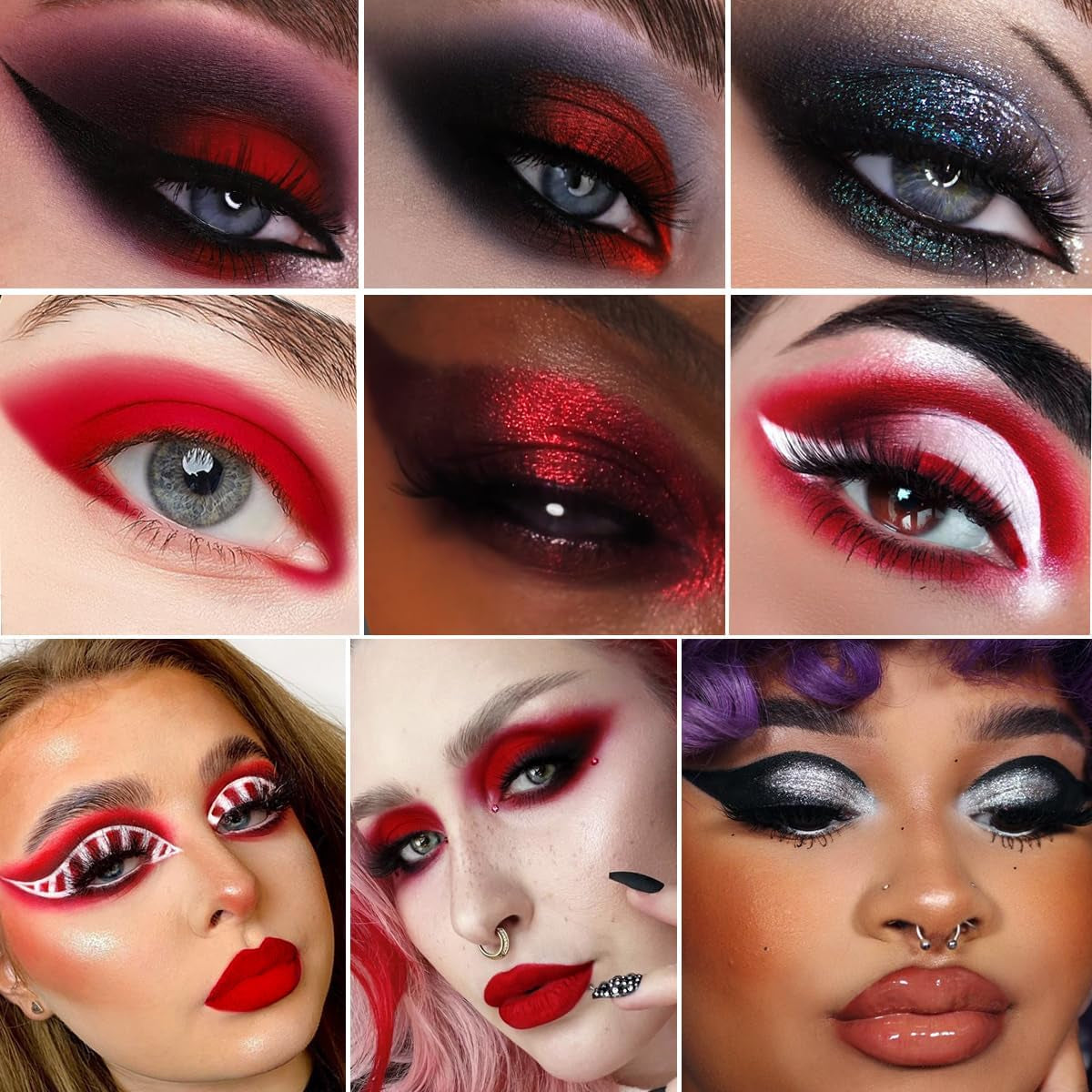 Afflano Paleta de Sombras Negro Rojo | Maquillaje Gótico y Ojos Ahumados