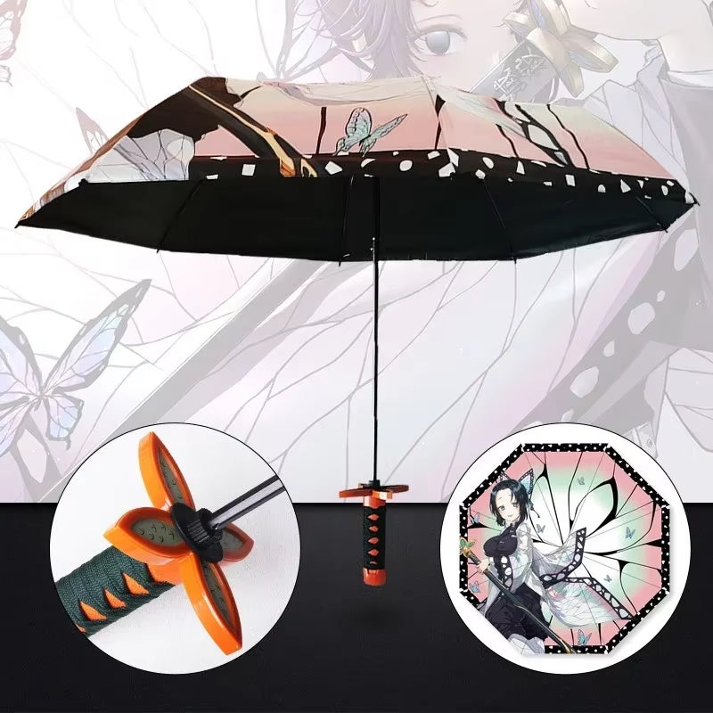 Kimetsu No Yaiba Paraguas – Tanjirou Katana 3 Pliegues | Anime Rain Gear y Accesorios