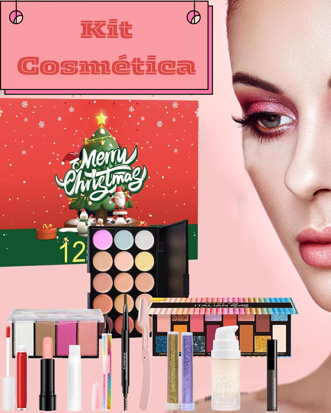 Calendario De Adviento De Navidad - Kit De Maquillaje 