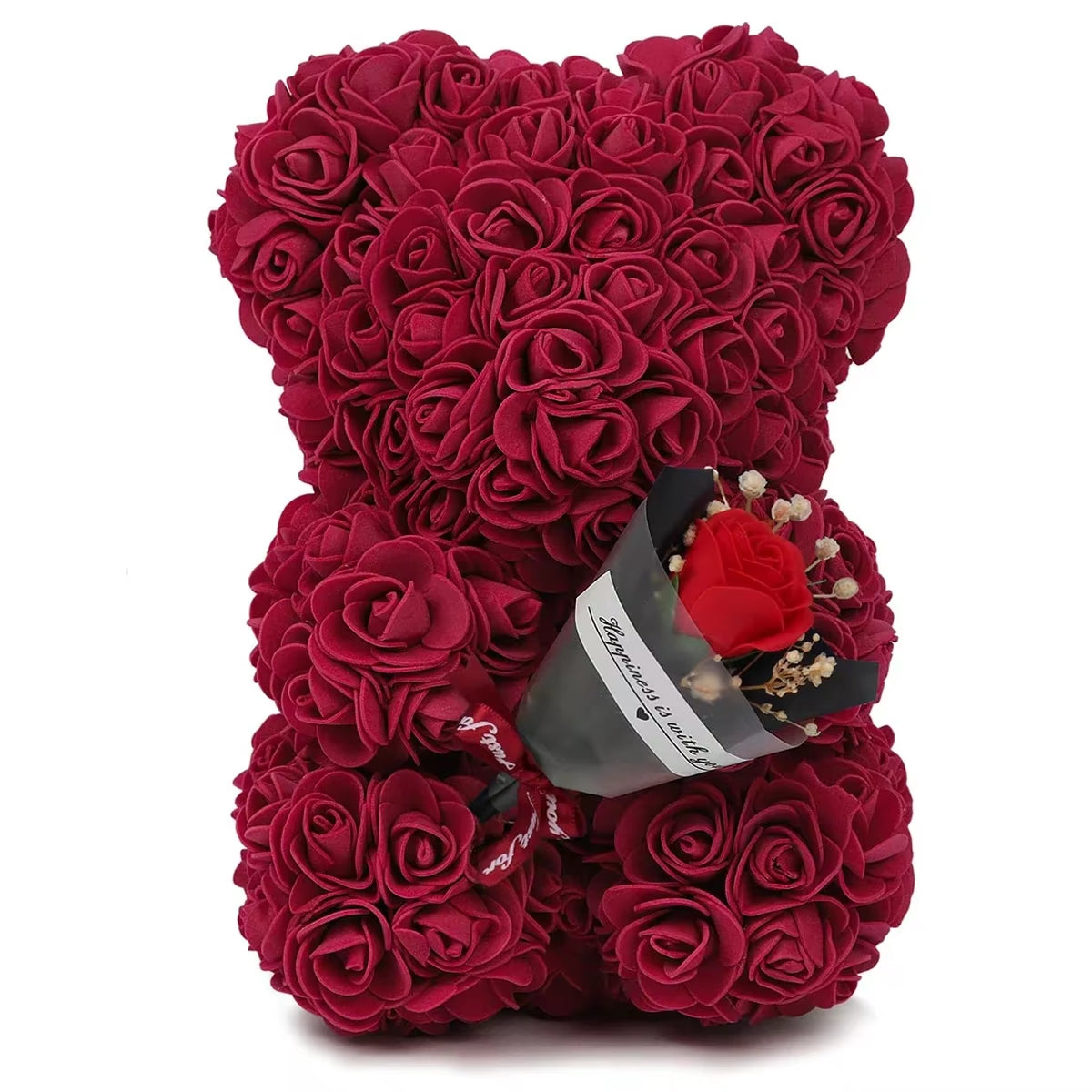Rose Teddy Bear con Rosas Artificiales | Regalo para Mamá, Novia o Mujer | Cumpleaños, Aniversario y San Valentín