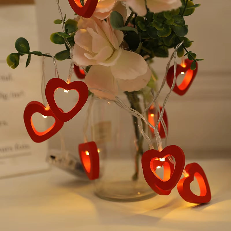 Guirnalda de Luces LED Corazón Love (10 LEDs) – Decoración Romántica para San Valentín, Bodas, Cumpleaños y Fiestas