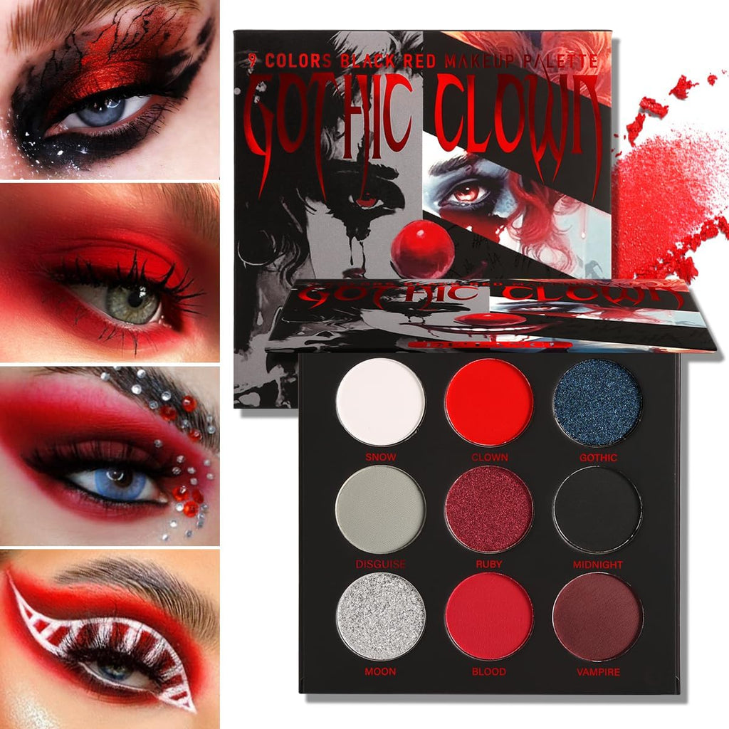 Afflano Paleta de Sombras Negro Rojo | Maquillaje Gótico y Ojos Ahumados