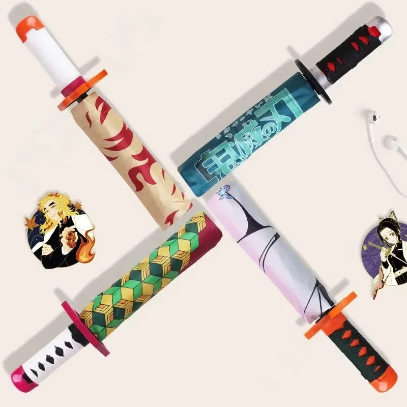 Kimetsu No Yaiba Paraguas – Tanjirou Katana 3 Pliegues | Anime Rain Gear y Accesorios