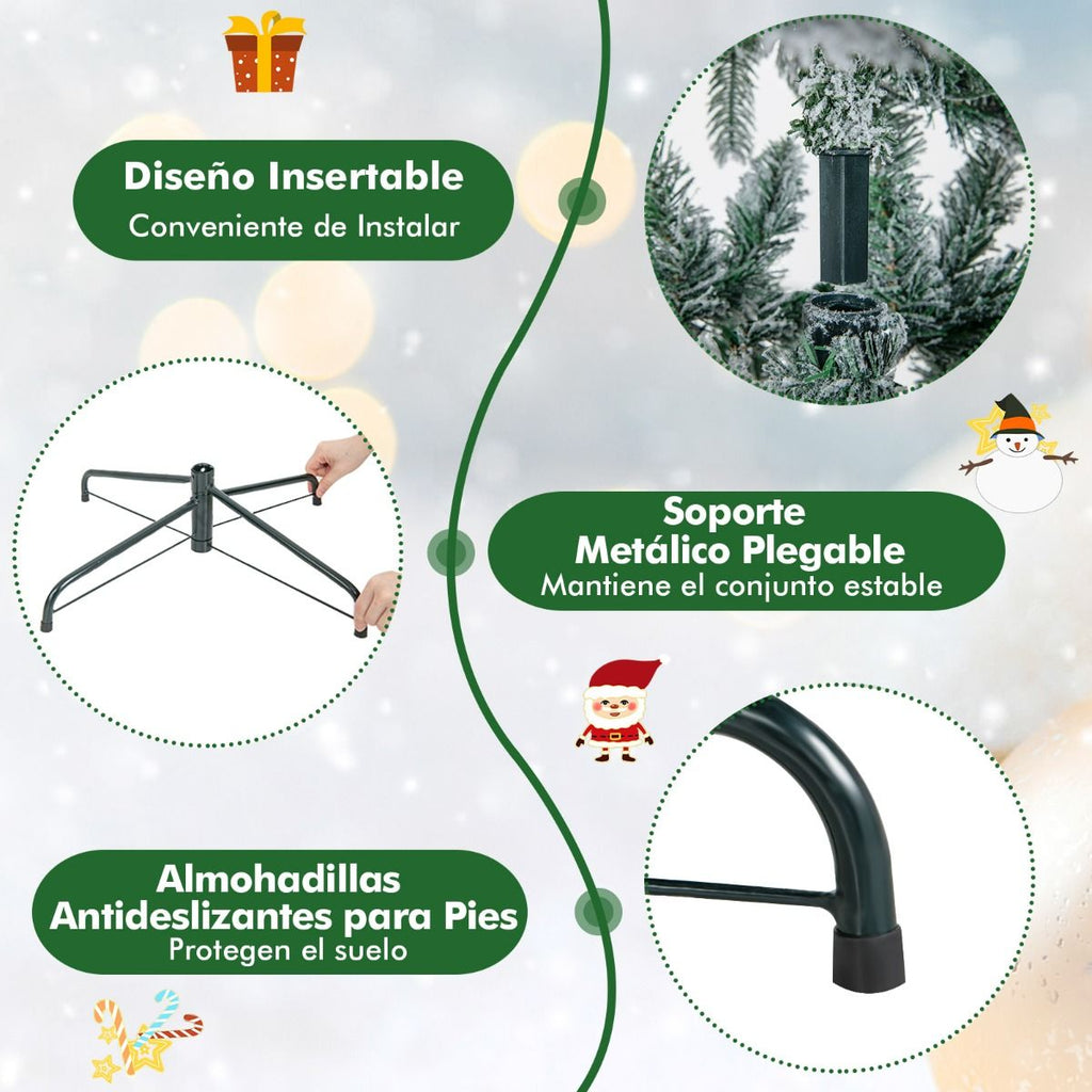 Árbol Navideño 135 cm Nevado y Luces LED