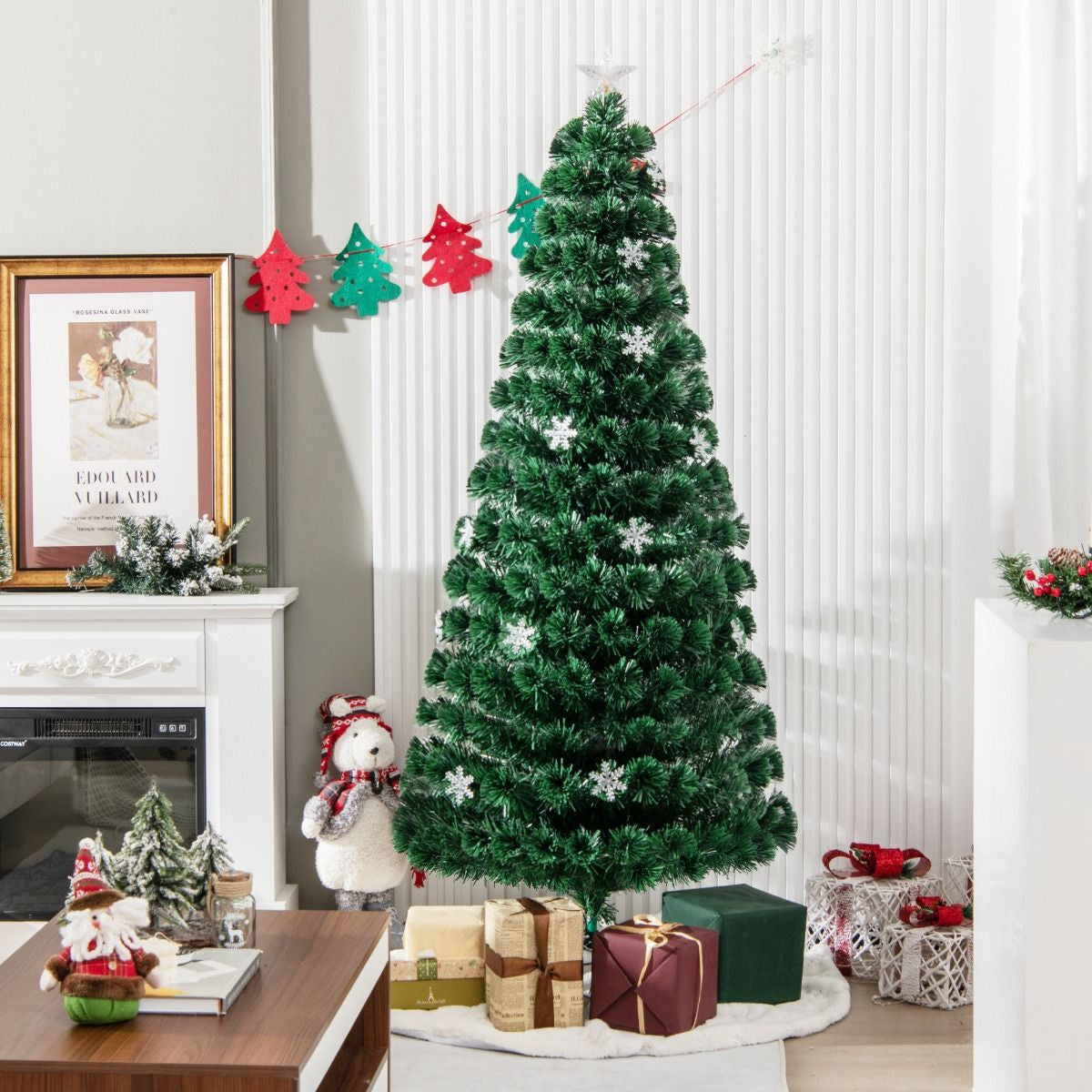 Árbol de Navidad Artificial 180 cm con Luces de Fibra Óptica Multicolor – Árbol 1.8 m Iluminado para Hogar y Fiestas