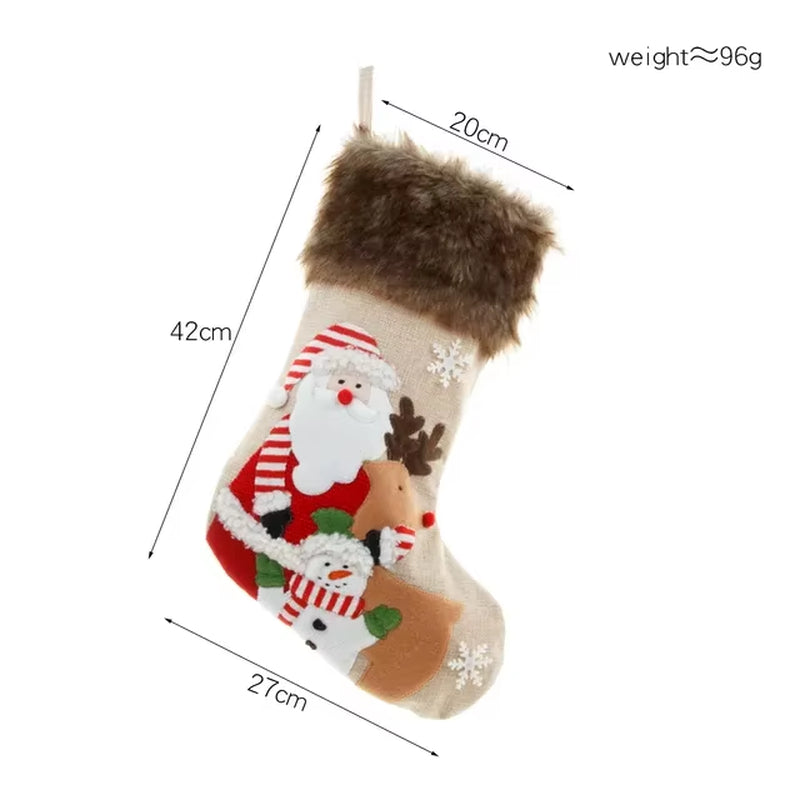 Calcetín Navideña¡o Grande – Decoración de Árbol y Bolsa de Dulces