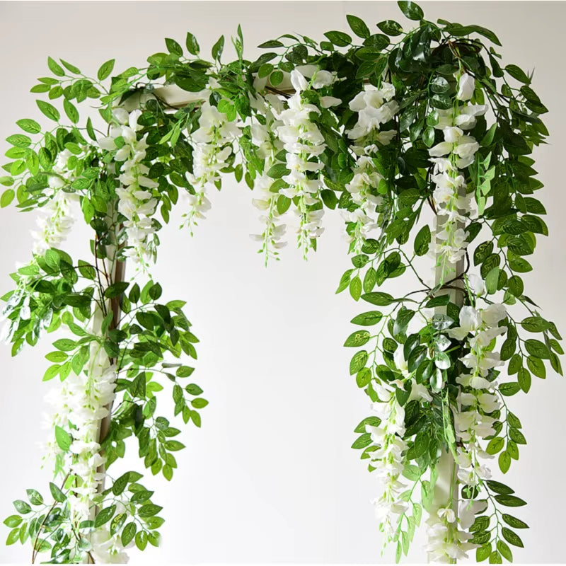 Guirnalda de flores artificiales de wisteria para decoración de bodas y eventos