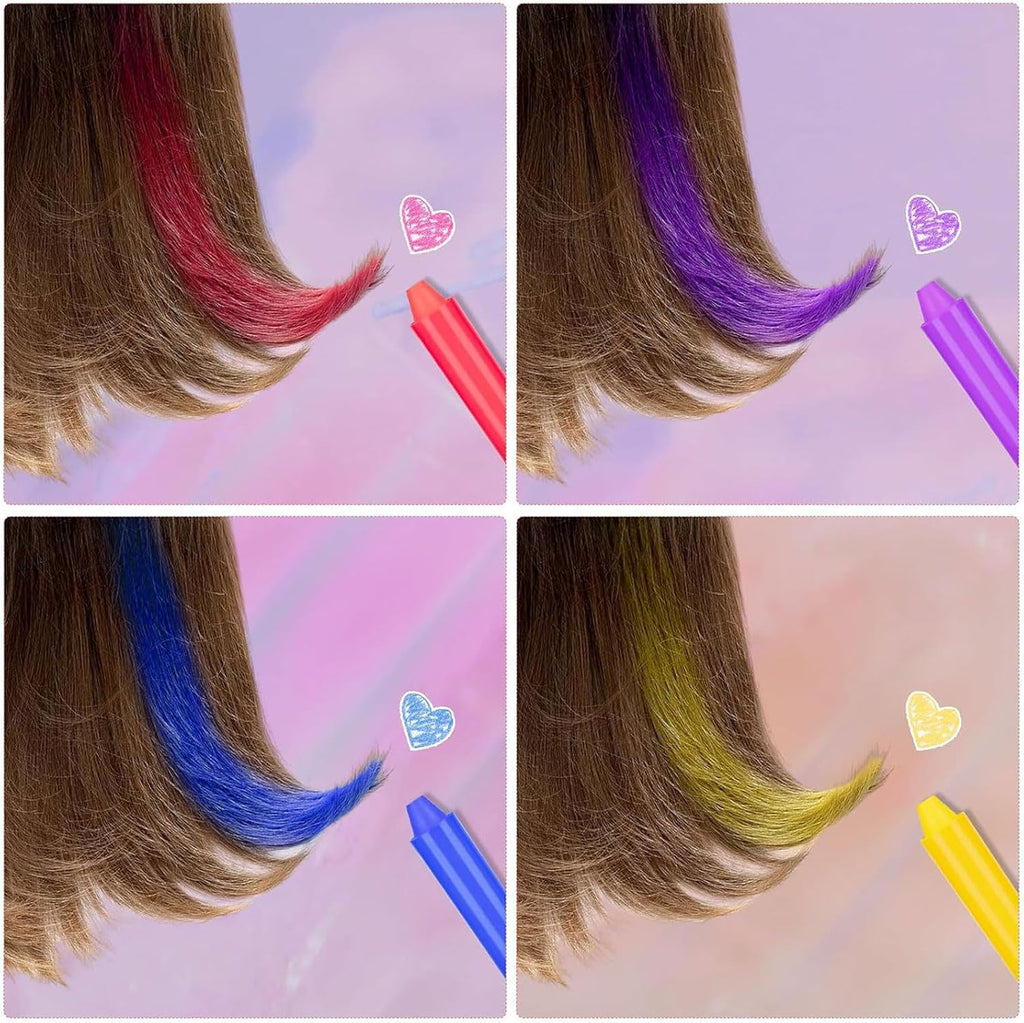 12 Colores Tiza de Pelo – Tizas Temporales Lavables, No Tóxicas para Niños – Fiesta, Cumpleaños, Cosplay