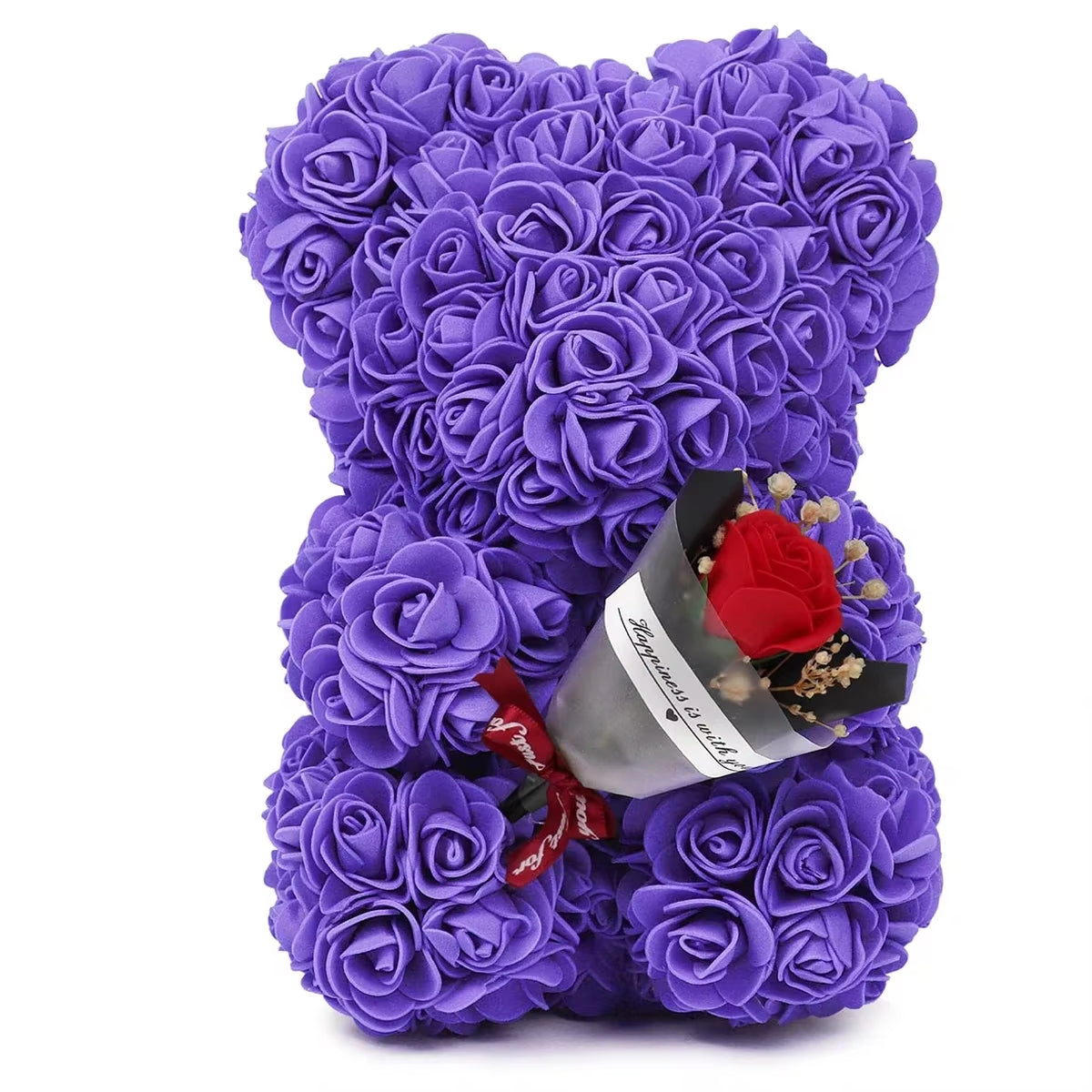 Rose Teddy Bear con Rosas Artificiales | Regalo para Mamá, Novia o Mujer | Cumpleaños, Aniversario y San Valentín