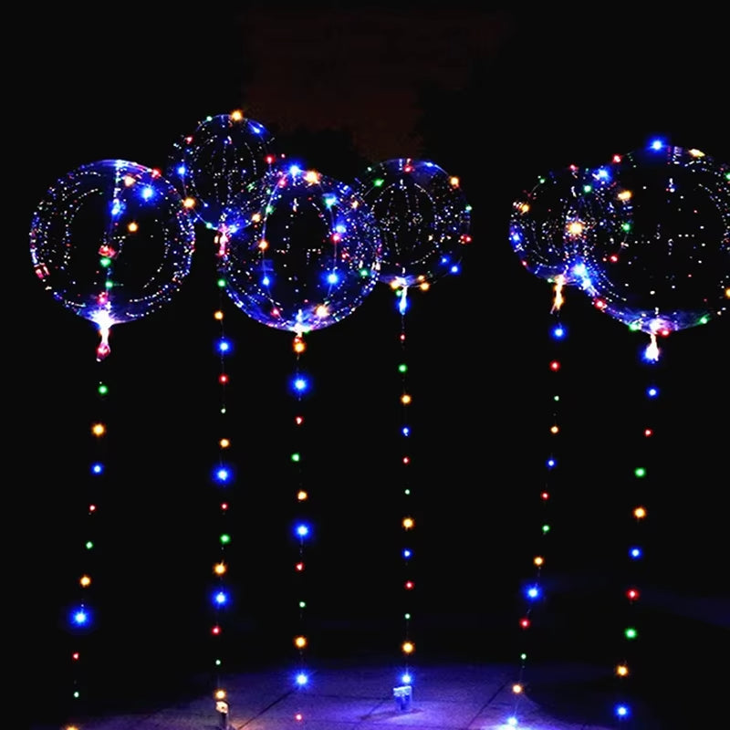 Pack 10 Globos LED Bobo Transparentes con Luces y Helio – Globos Luminosos para Decoración de Fiestas, Bodas y Eventos