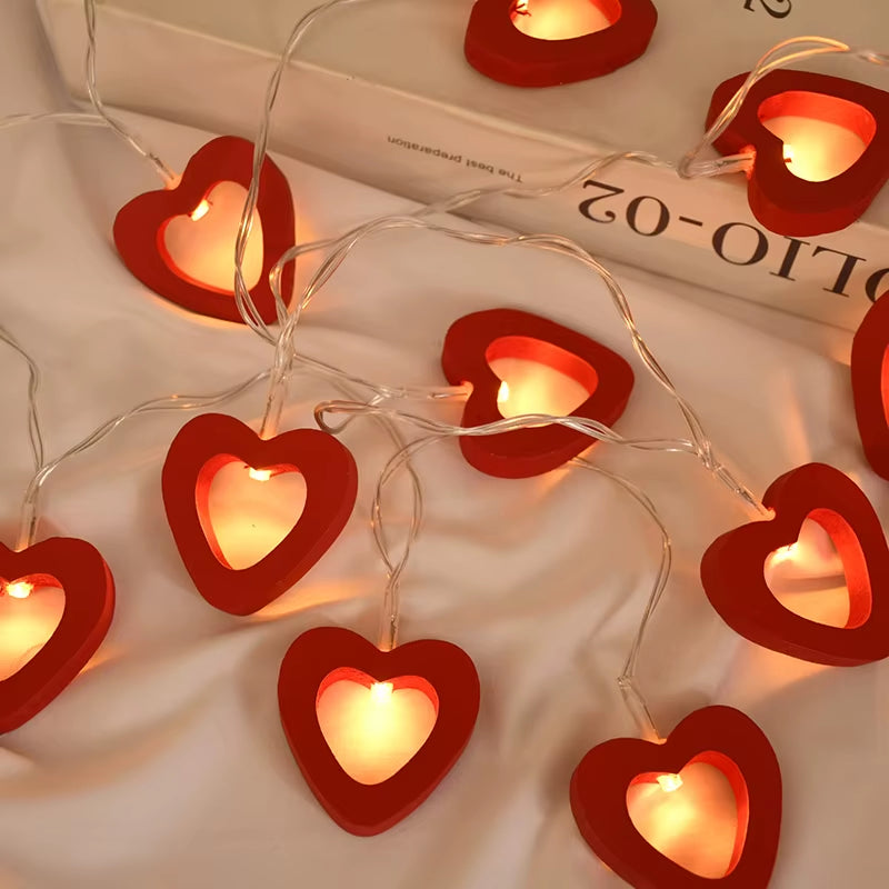 Guirnalda de Luces LED Corazón Love (10 LEDs) – Decoración Romántica para San Valentín, Bodas, Cumpleaños y Fiestas