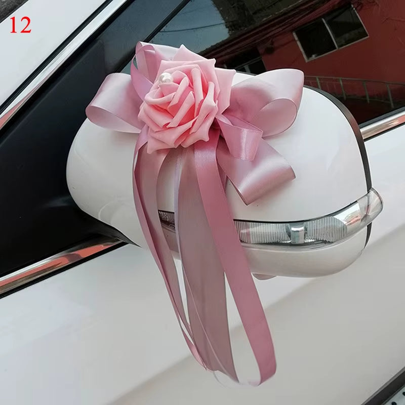 Decoración floral para coche de boda – Detalle elegante para manillas y retrovisores