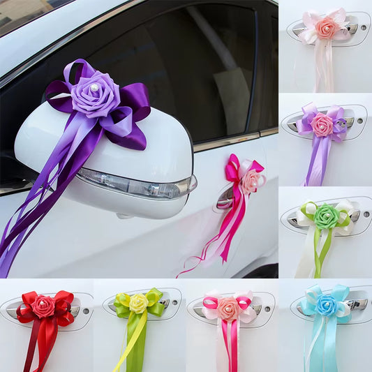 Decoración floral para coche de boda – Detalle elegante para manillas y retrovisores
