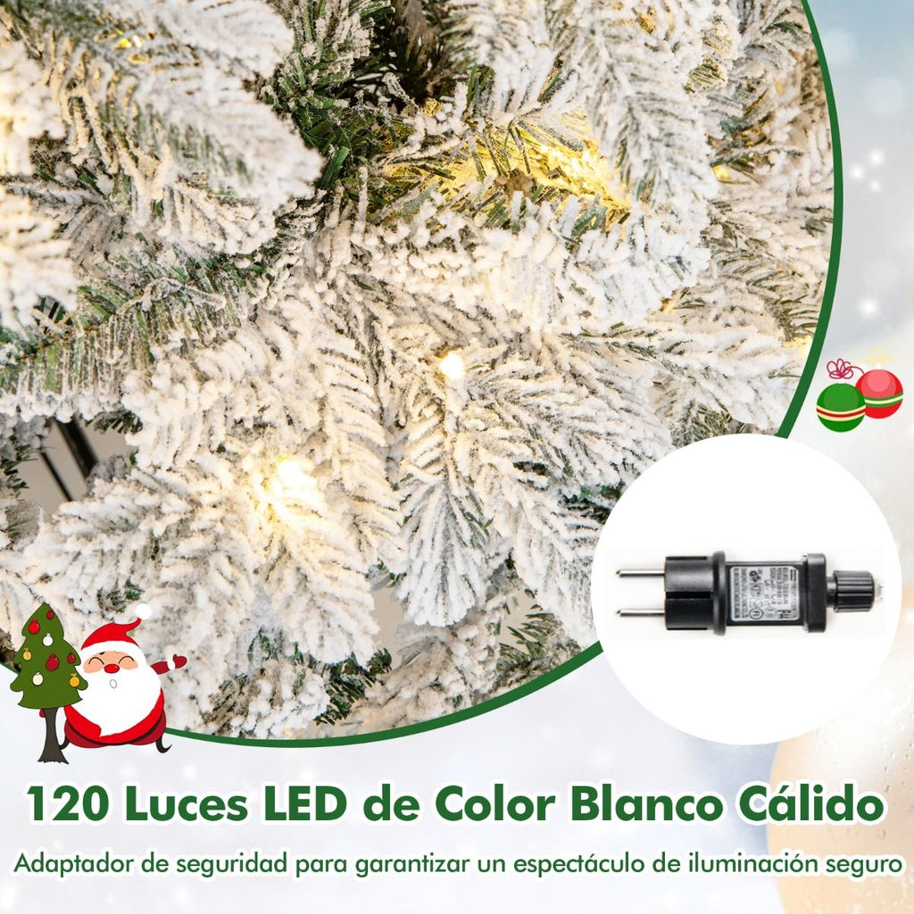 Árbol Navideño 135 cm Nevado y Luces LED