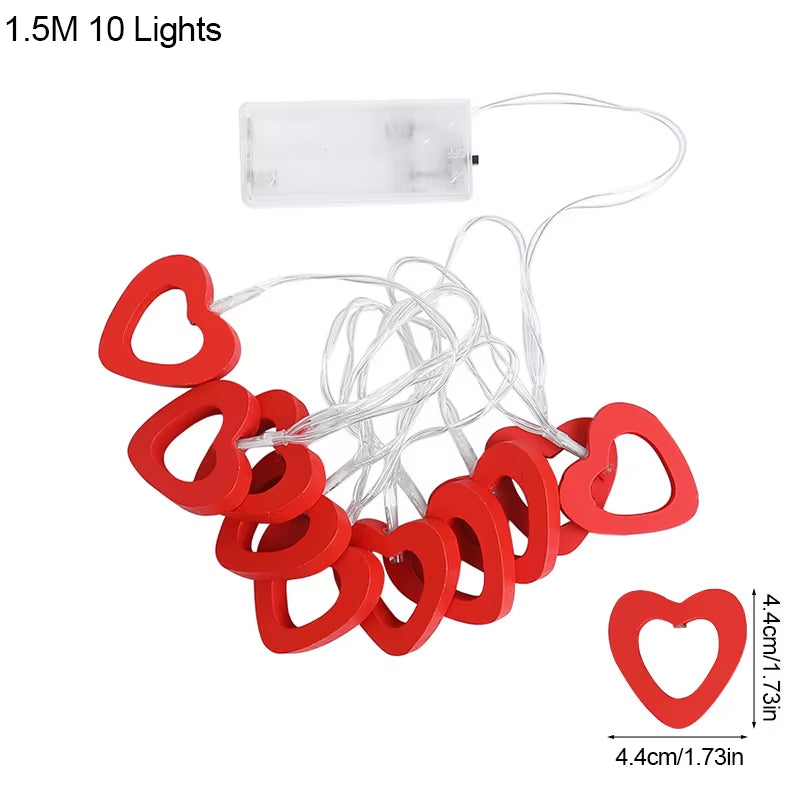 Guirnalda de Luces LED Corazón Love (10 LEDs) – Decoración Romántica para San Valentín, Bodas, Cumpleaños y Fiestas