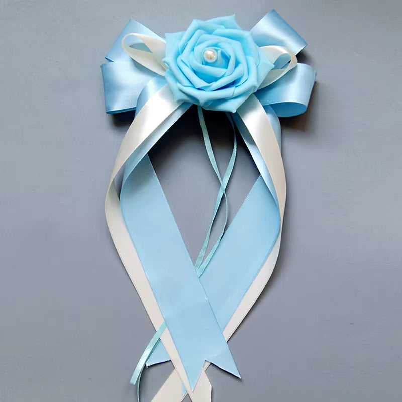 Decoración floral para coche de boda – Detalle elegante para manillas y retrovisores