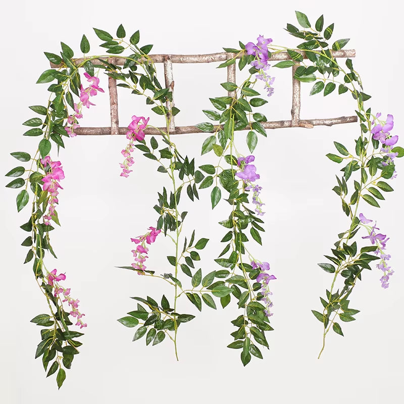 Guirnalda de flores artificiales de wisteria para decoración de bodas y eventos