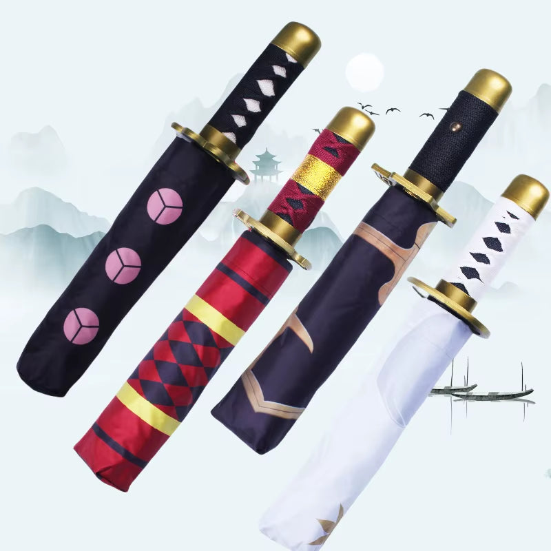 Kimetsu No Yaiba Paraguas – Tanjirou Katana 3 Pliegues | Anime Rain Gear y Accesorios