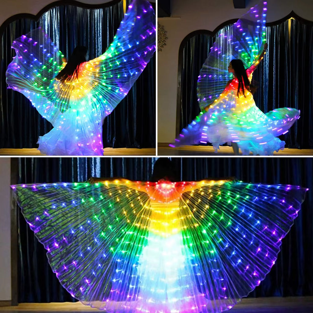 Alas LED Isis – Butterfly Wings con Bastones Telescópicos | Disfraz Luminoso para Escenario y Fiesta
