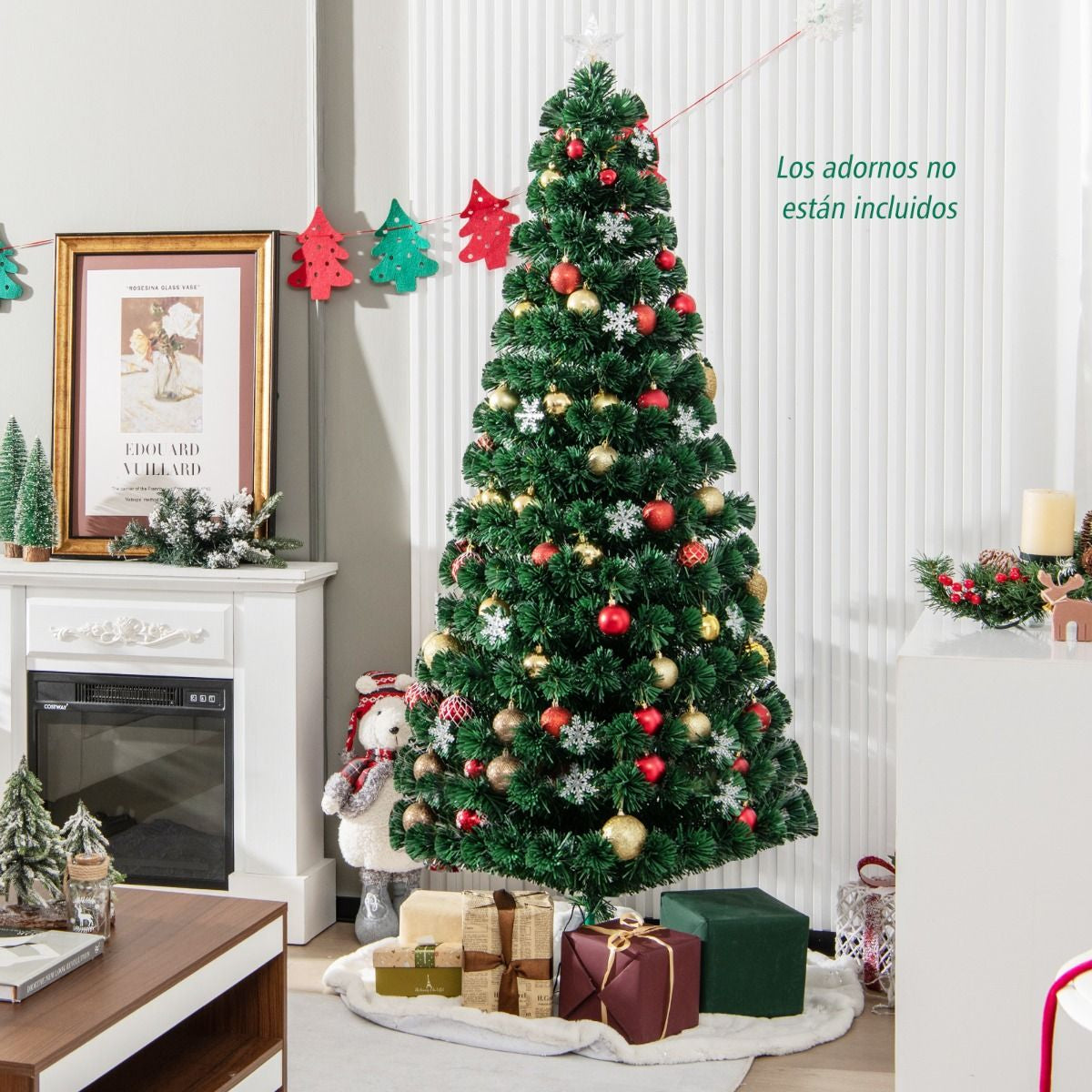 Árbol de Navidad Artificial 180 cm con Luces de Fibra Óptica Multicolor – Árbol 1.8 m Iluminado para Hogar y Fiestas