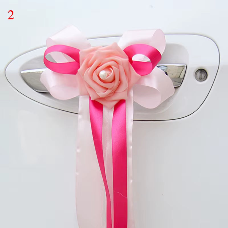 Decoración floral para coche de boda – Detalle elegante para manillas y retrovisores