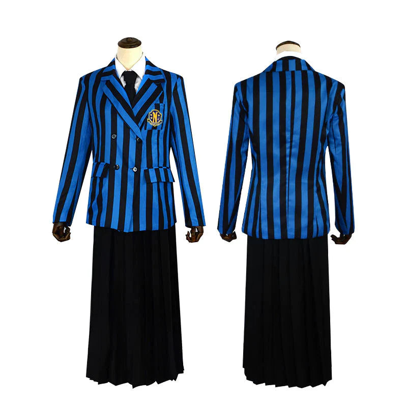 Conjunto de Disfraces Miércoles Addams & Uniformes de la Academia Nevermore – Mujer y Hombre