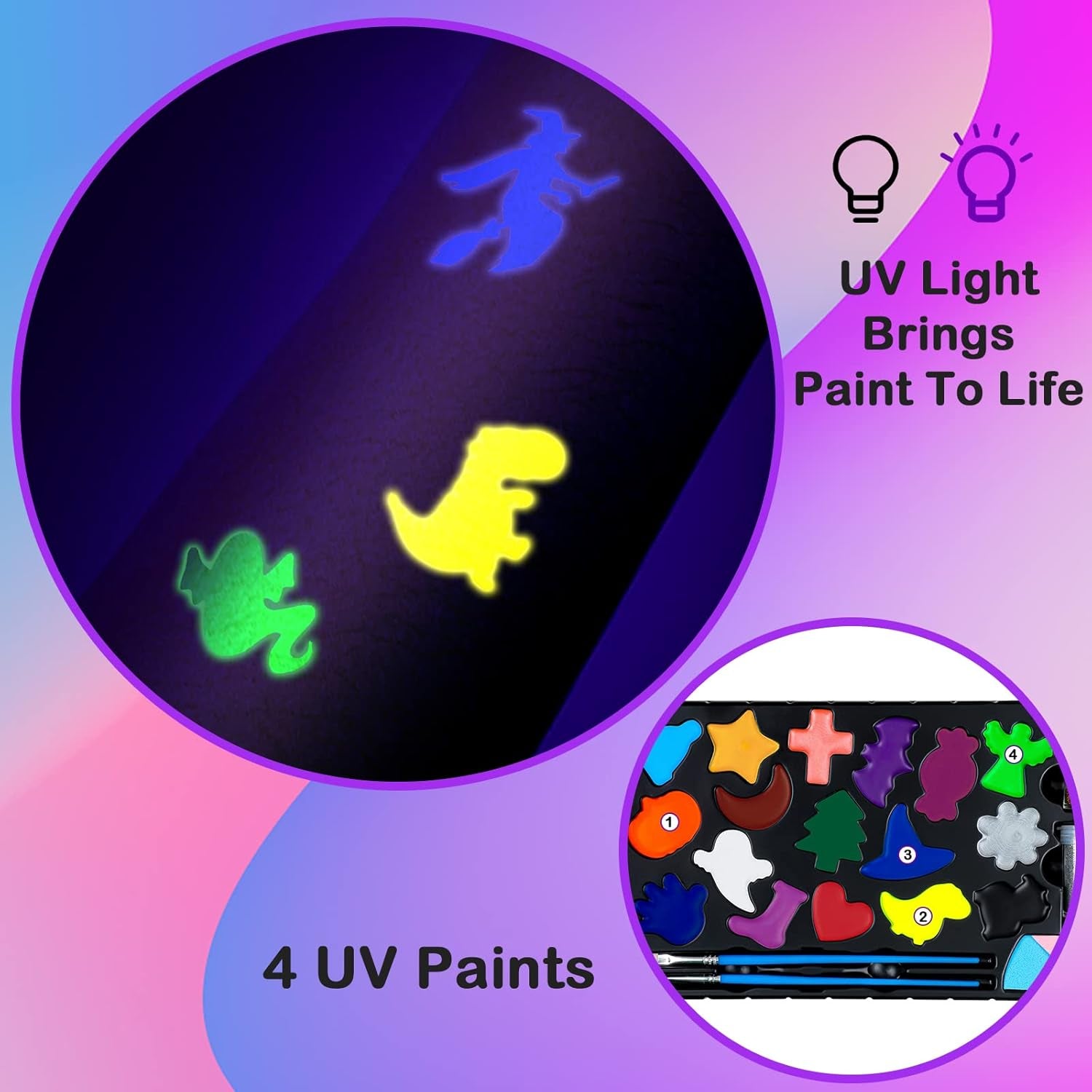 Set de Maquillaje Infantil 17 Colores con Plantillas – Carnaval, Halloween y Navidad