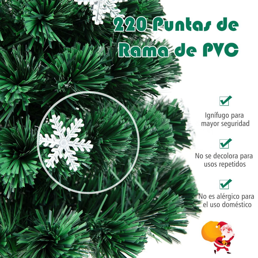 Árbol de Navidad Artificial 180 cm con Luces de Fibra Óptica Multicolor – Árbol 1.8 m Iluminado para Hogar y Fiestas