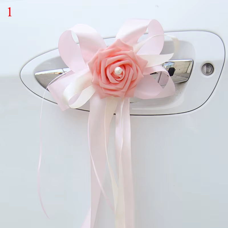 Decoración floral para coche de boda – Detalle elegante para manillas y retrovisores