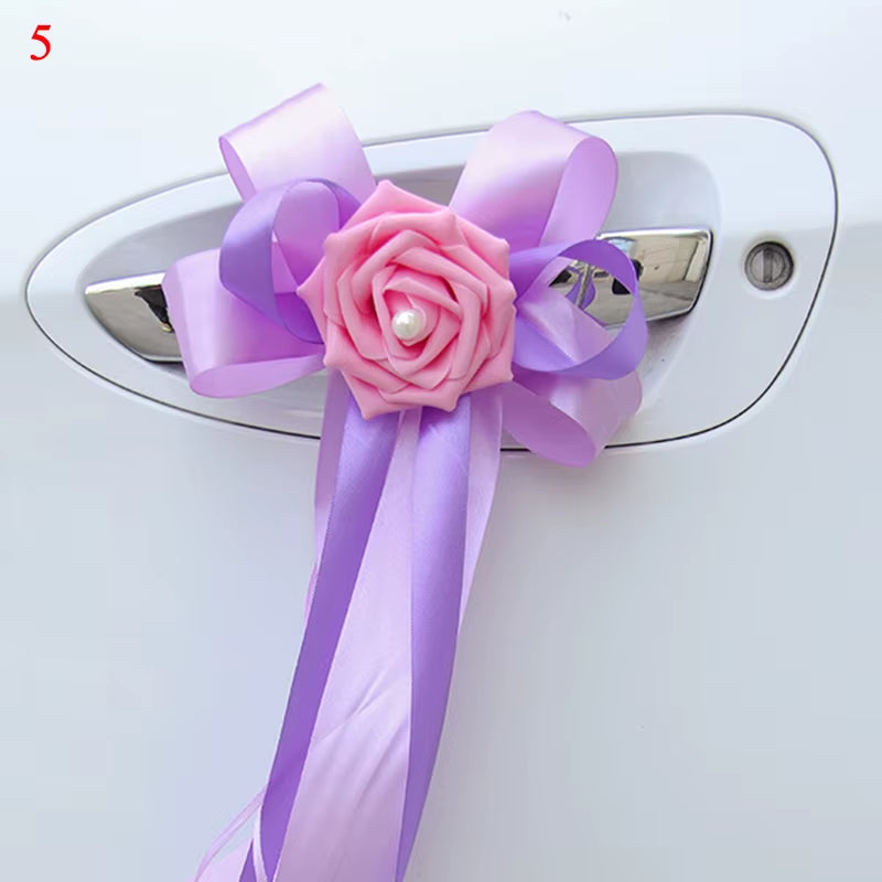 Decoración floral para coche de boda – Detalle elegante para manillas y retrovisores