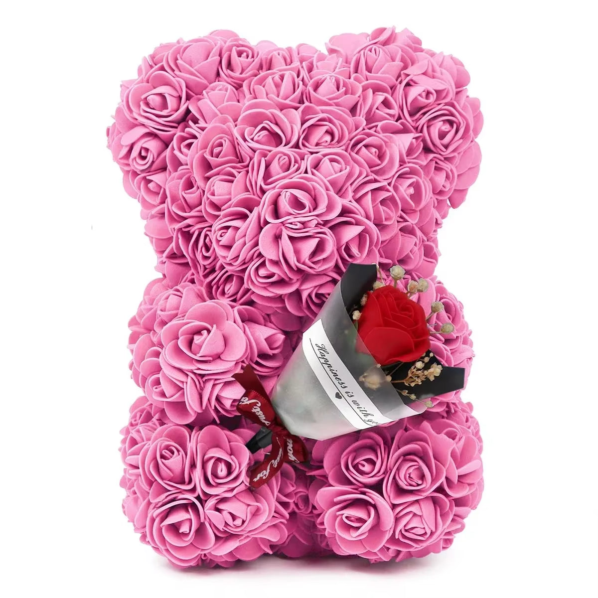 Rose Teddy Bear con Rosas Artificiales | Regalo para Mamá, Novia o Mujer | Cumpleaños, Aniversario y San Valentín