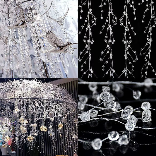 Guirnalda Cortina de Cuentas de Cristal Acrílico 100–150 cm – Decoración Elegante para Bodas, Fiestas y Eventos