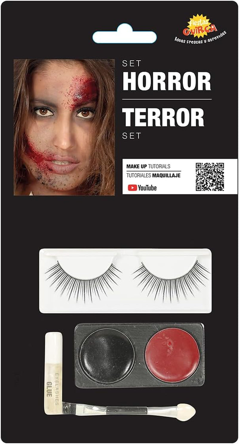 Kit Maquillaje Completo Negro y Rojo + Pestañas Postizas y Pegamento