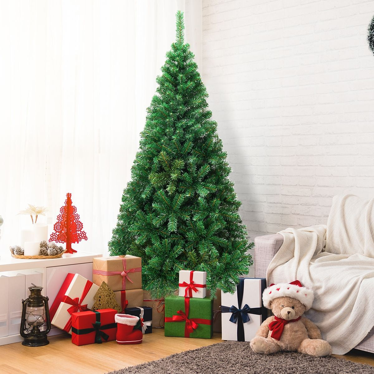 180Cm Árbol De Navidad Artificial Con Base Metálica Material PVC Decoración Para Navidad Hogar Fiesta Verde